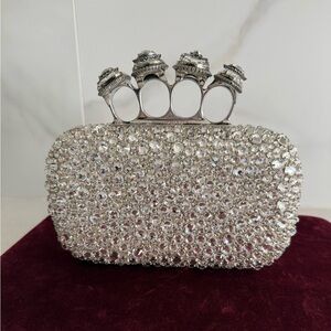 McQueen Spider Crystal Knuckle Box Clutch